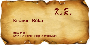 Krámer Réka névjegykártya